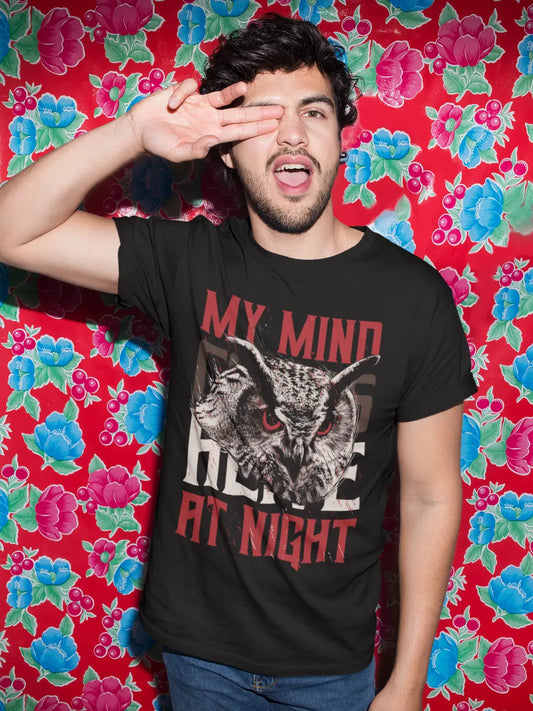 T-shirt graphique ULTRABASIC pour hommes My Mind Goes Here at Night - Chemise hibou pour hommes