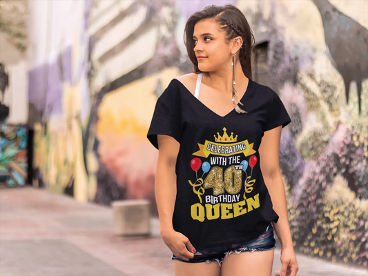 ULTRABASIC Women's T-Shirt Celebrating With the 40th Birthday Queen Shirt for Ladies