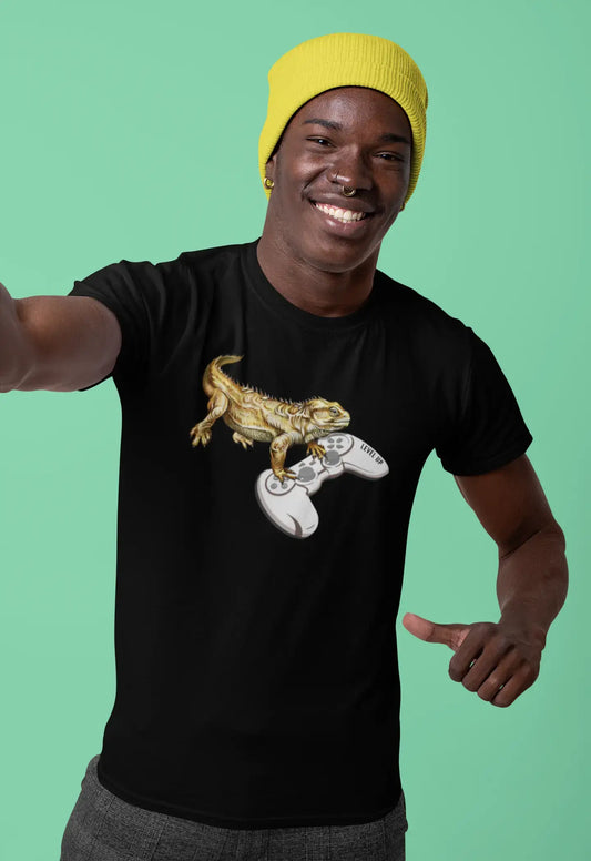 ULTRABASIC Men's T-Shirt Lizard on Joystick - Funny Gaming Apparel - Humor Joke
