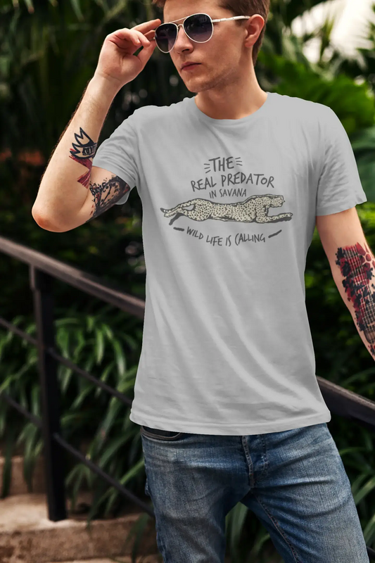 ULTRABASIC Herren T-Shirt Real Predator in Savana Wild LIfe – Geparden-Shirt für Herren