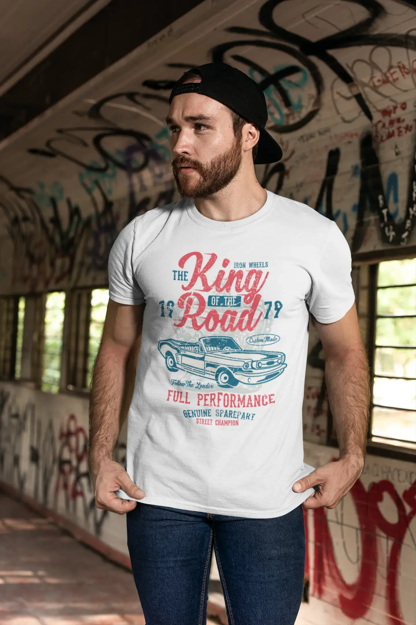 ULTRABASIC Herren T-Shirt King of the Road Since 1979 – Iron Wheels Vintage T-Shirt