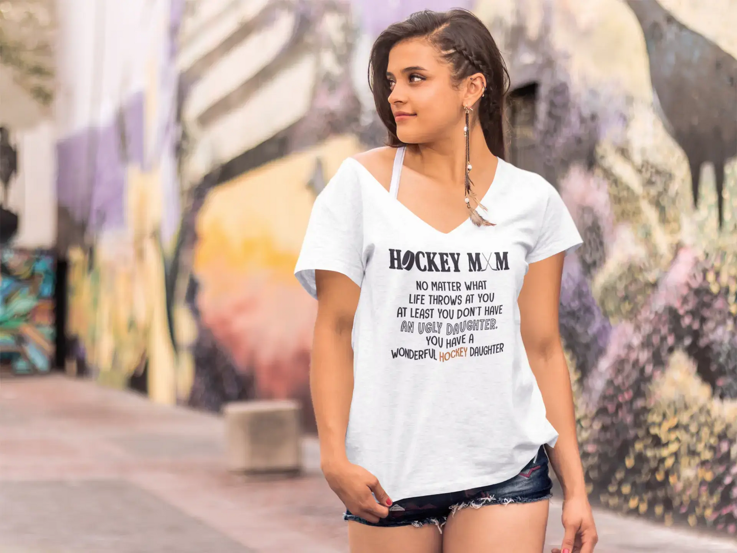 ULTRABASIC Damen T-Shirt Hockey Mom And Wonderful Hockey Daughter T-Shirt