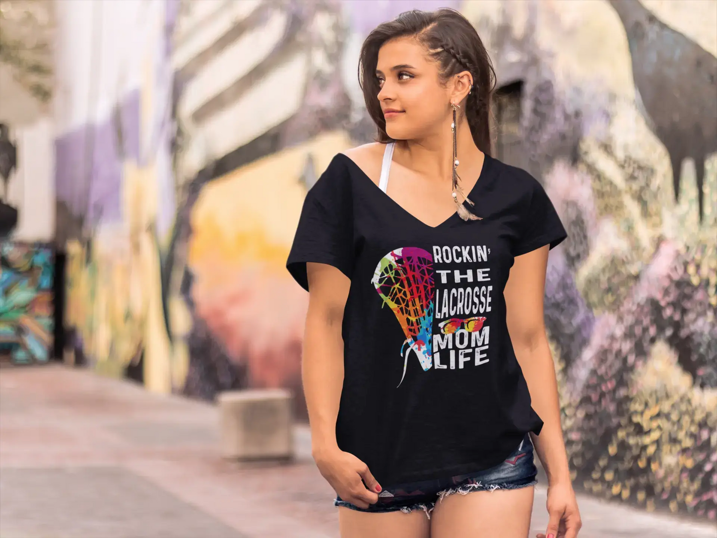ULTRABASIC Damen T-Shirt Rockin the Lacrosse Mom Life – Lustiges Mutter-T-Shirt