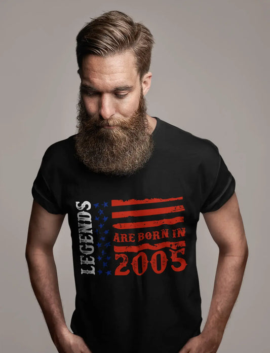 ULTRABASIC Herren T-Shirt Legends are Born in 2005 – US-Flagge als Geschenk zum 16. Geburtstag