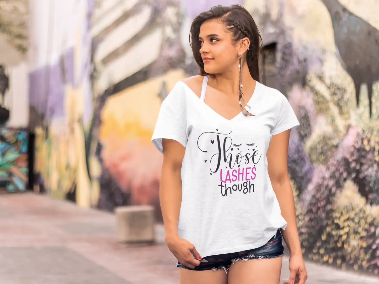 T-shirt fantaisie ULTRABASIC pour femmes, ces cils bien - Citation de maquillage drôle