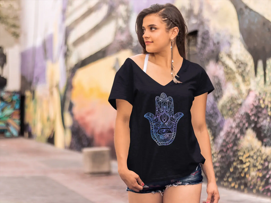 T-shirt col en V ULTRABASIC pour femmes Hamsa Yoga - Tee-shirt de méditation spirituelle