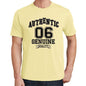 06, Authentic Genuine, Yellow, Men's Short Sleeve Round Neck T-shirt 00119 - ultrabasic-com