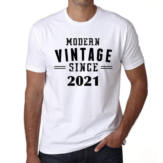 2021 Modern Vintage White Mens Short Sleeve Round Neck T-Shirt 00113 - White / S - Casual