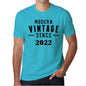 2022 Modern Vintage Blue Mens Short Sleeve Round Neck T-Shirt 00107 - Blue / S - Casual