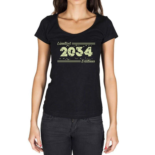 2034 Limited Edition Star Womens T-Shirt Black Birthday Gift 00383 - Black / Xs - Casual