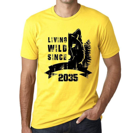 2035 Living Wild Since 2035 Mens T-Shirt Yellow Birthday Gift 00501 - Yellow / X-Small - Casual