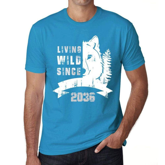 2036 Living Wild Since 2036 Mens T-Shirt Blue Birthday Gift 00499 - Blue / X-Small - Casual
