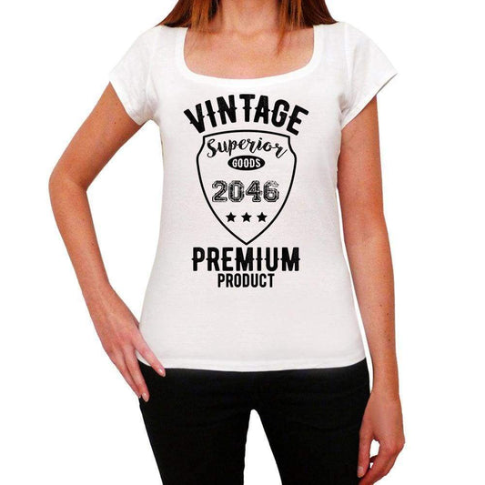 2046 Vintage Superior White Womens Short Sleeve Round Neck T-Shirt - White / Xs - Casual
