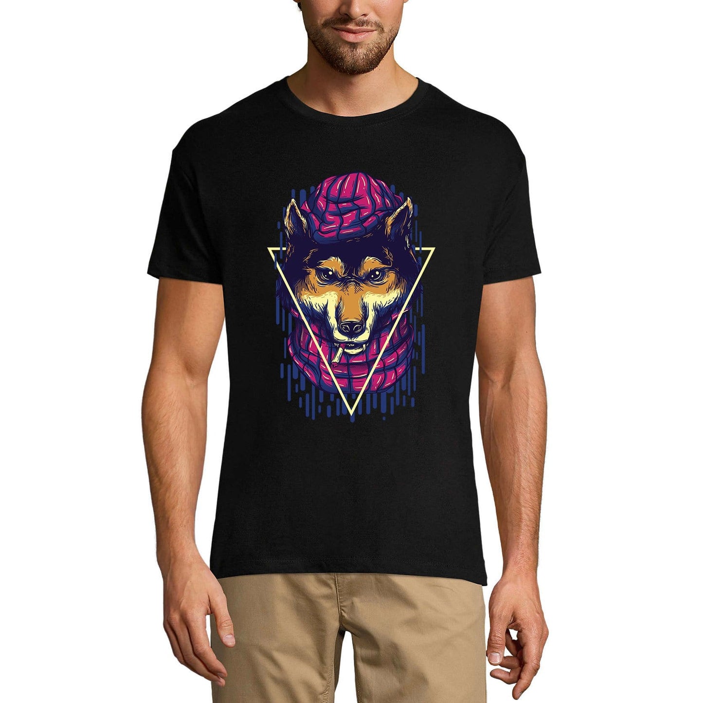 ULTRABASIC Men's Novelty T-Shirt Scary Wolf - Animal Graphic Tee Shirt