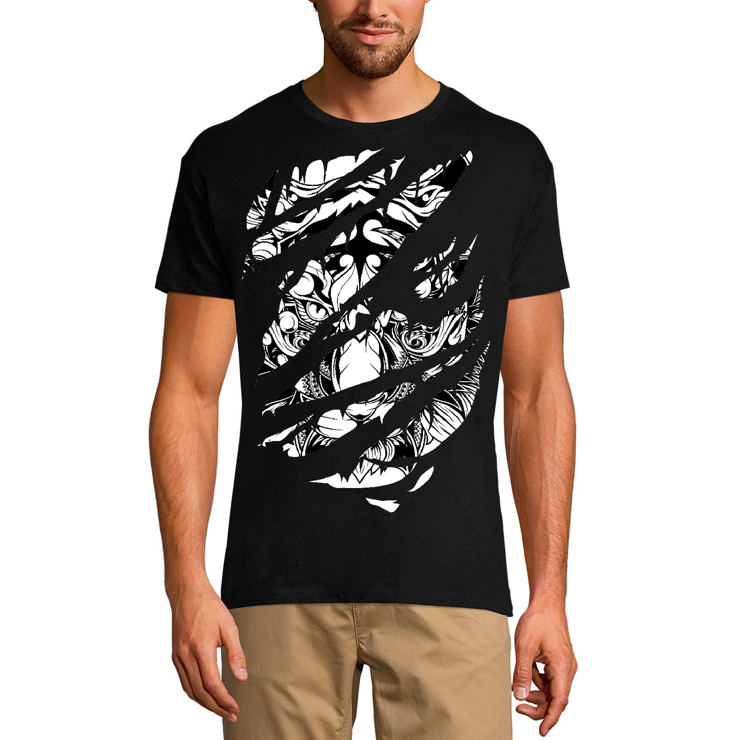 ULTRABASIC Herren zerrissenes T-Shirt Angry Tiger – Mad Graphic Vintage Shirt für Männer