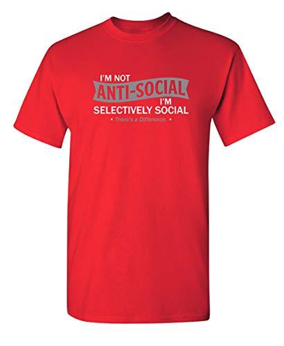Men's T-shirt I'm not Anti-Social Graphic Novelty Funny Tshirt Red