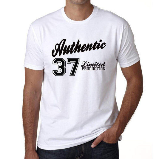 37 Authentic White Mens Short Sleeve Round Neck T-Shirt 00123 - White / L - Casual