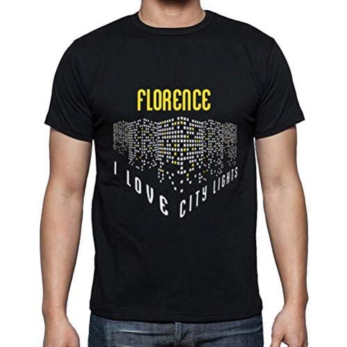 Ultrabasic - Homme T-Shirt Graphique J'aime Florence Lumières Noir Profond