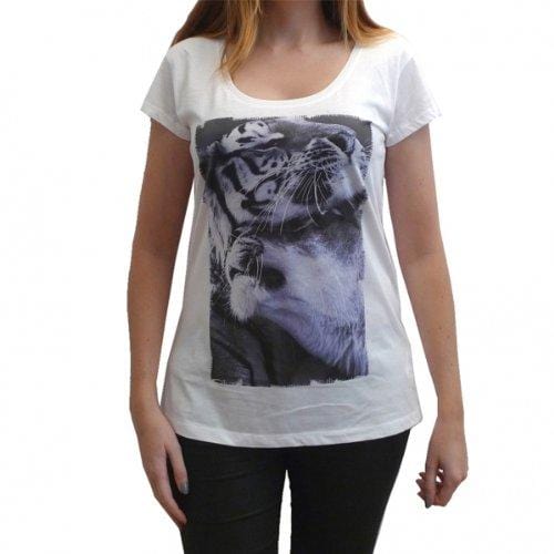 Leo T-Shirt Femme imprimé Tigre,Blanc, t Shirt Femme,Cadeau
