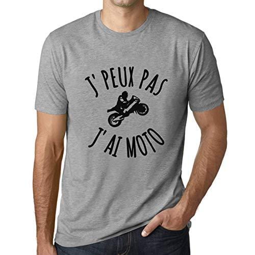 Ultrabasic - Homme T-Shirt J'peux Pas J'Ai Motoa T-Shirt Cadeau Imprimé Tée-Shirt Gris Chiné