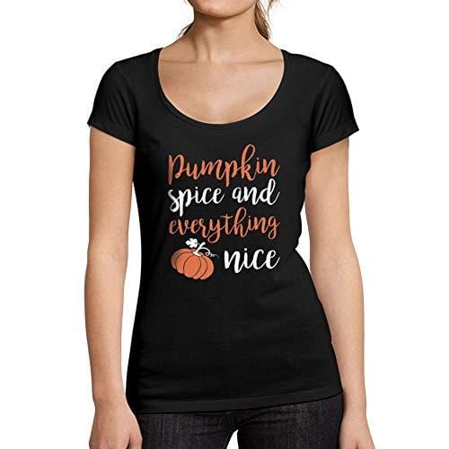 Ultrabasic - Tee-Shirt Femme col Rond Décolleté Pumpkin Spice and EverythingNoir Profond