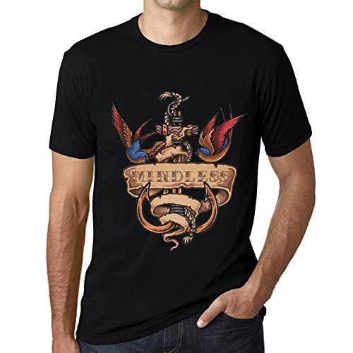 Ultrabasic - Homme T-Shirt Graphique Anchor Tattoo Mindless Noir Profond