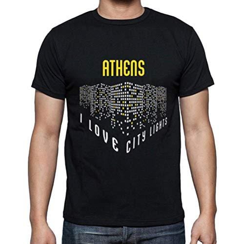 Ultrabasic - Homme T-Shirt Graphique J'aime Athens Lumières Noir Profond