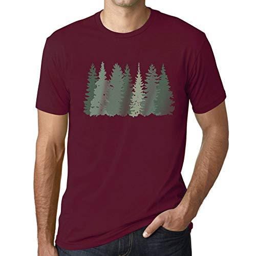 Ultrabasic - Homme T-Shirt Graphiques Arbres Forestiers Bordeaux