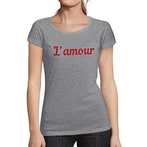 Ultrabasic - Femme Graphique l'amour Imprimé des Lettres T-Shirt Gris Chiné