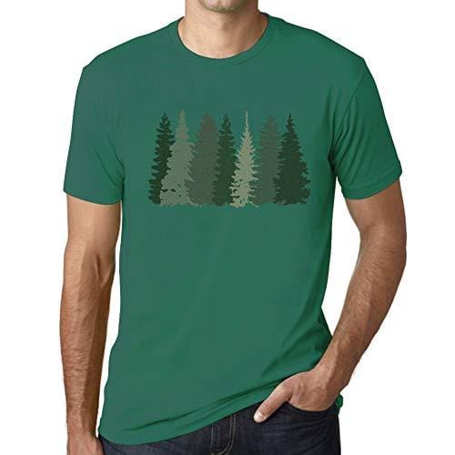 Ultrabasic - Herren T-Shirt Graphique Arbres Forestiers Emeraude