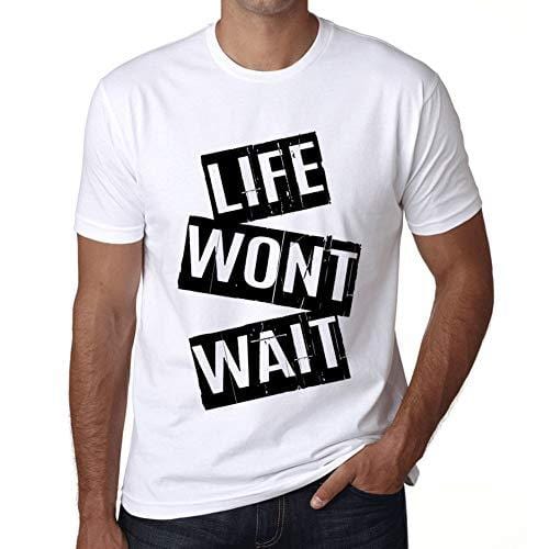 Ultrabasic - Homme T-Shirt Graphique Life Won't Wait T-Shirt Cadeau Lettre d'impression Blanc