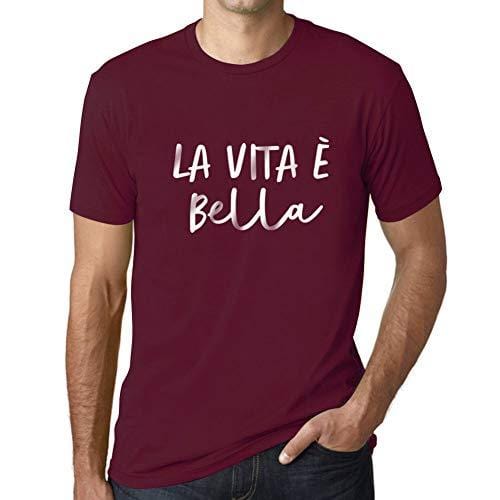 Ultrabasic - Herren T-Shirt Graphique La Vita e Bella Bordeaux
