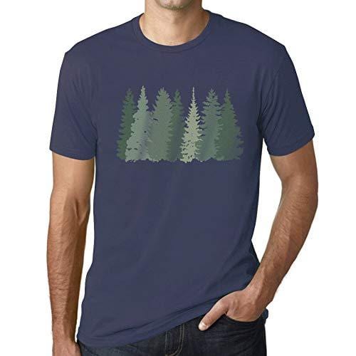 Ultrabasic - Herren T-Shirt Graphique Arbres Forestiers Denim