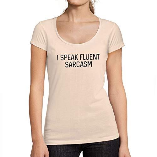 Ultrabasic - Tee-Shirt Femme col Rond Décolleté Je Parle Couramment Le Sarcasme Rose Crémeux