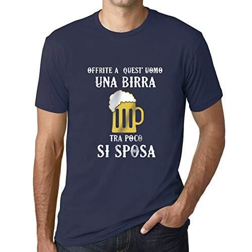 Ultrabasic - Homme Graphique Una Birra Tra Poco Si Sposa Impression de Lettre Tee Shirt Cadeau French Marine