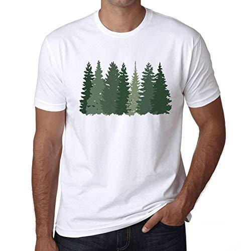 Ultrabasic - Homme T-Shirt Graphiques Arbres Forestiers Blanc