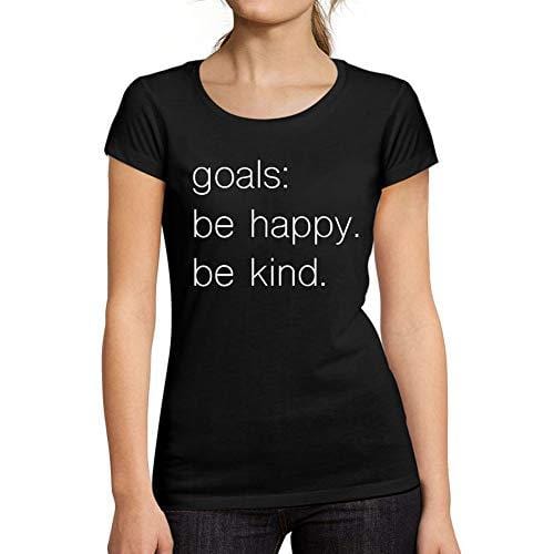 Ultrabasic - T-Shirt Femme Manches Courtes Be Kind Happy Noir Profond