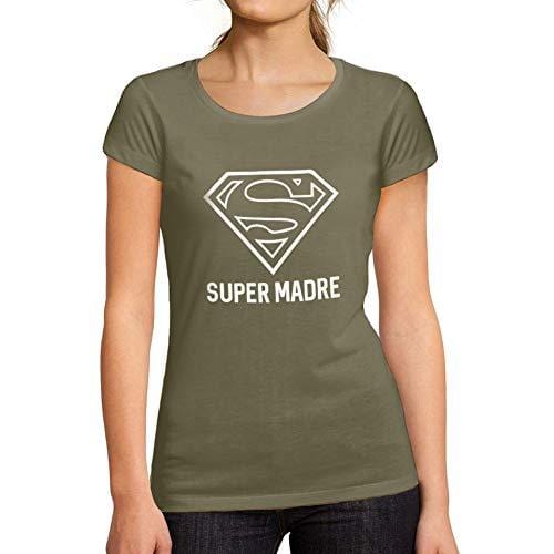 Ultrabasic - Tee-Shirt Femme Manches Courtes Super Madre T-Shirt Cadeau Idées Tee Kaki