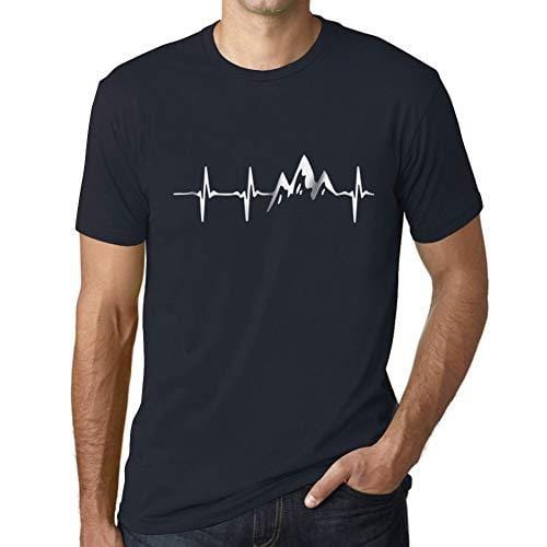 Ultrabasic - Homme T-Shirt Graphique Rythme Cardiaque de Montagne Marine