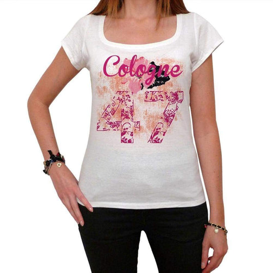 47 Cologne City With Number Womens Short Sleeve Round White T-Shirt 00008 - White / Xs - Casual
