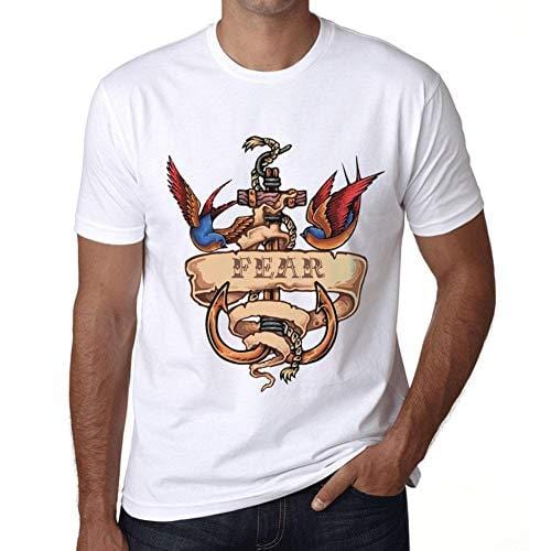 Ultrabasic - Homme T-Shirt Graphique Anchor Tattoo Fear Blanc