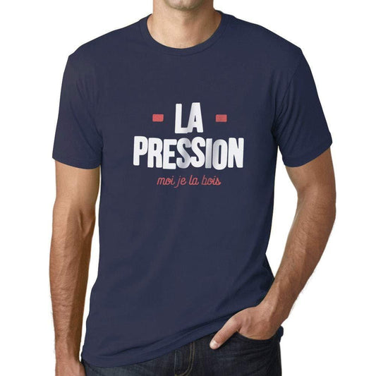 Ultrabasic - Homme Graphique La Pression T-Shirt Blanc Lettre French Marine