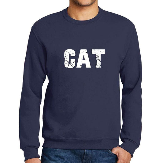 Ultrabasic Homme Imprimé Graphique Sweat-Shirt Popular Words Cat French Marine