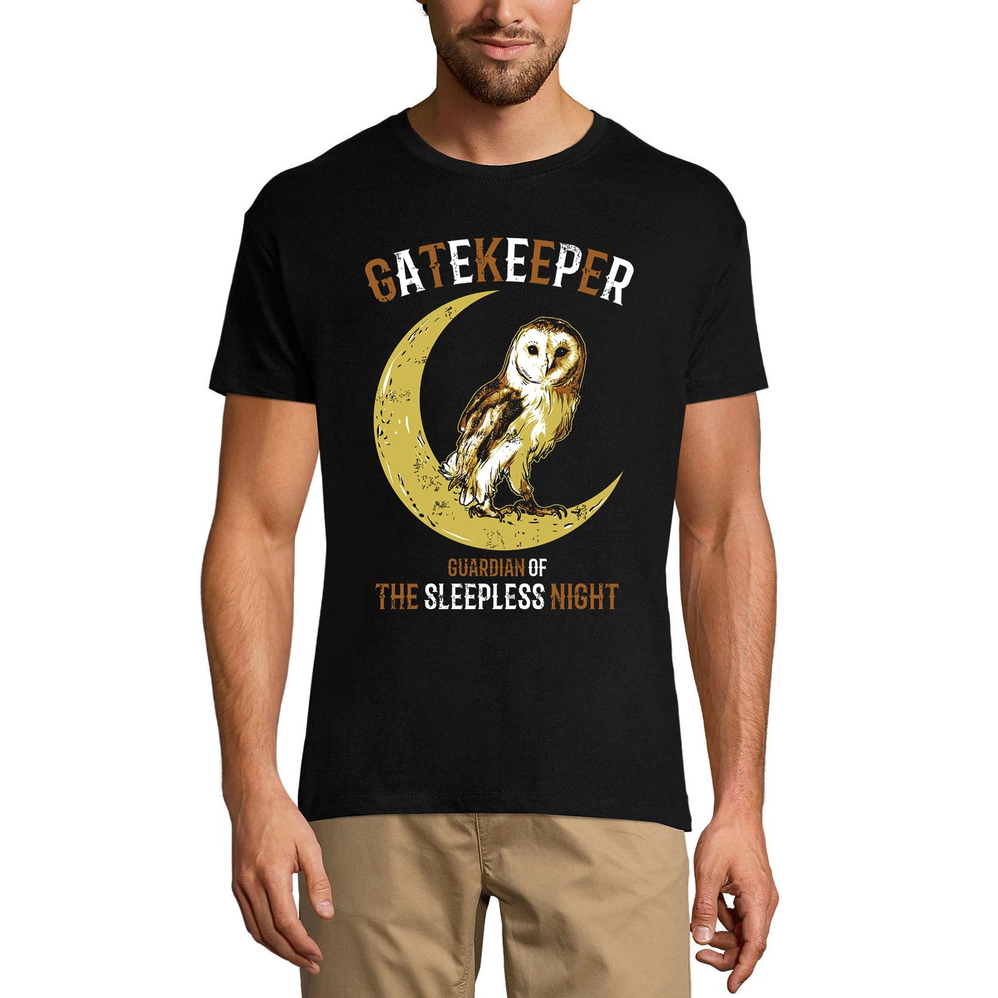 ULTRABASIC Men's T-Shirt Owl Gatekeeper - Guardian of the Sleepless Night Shirt