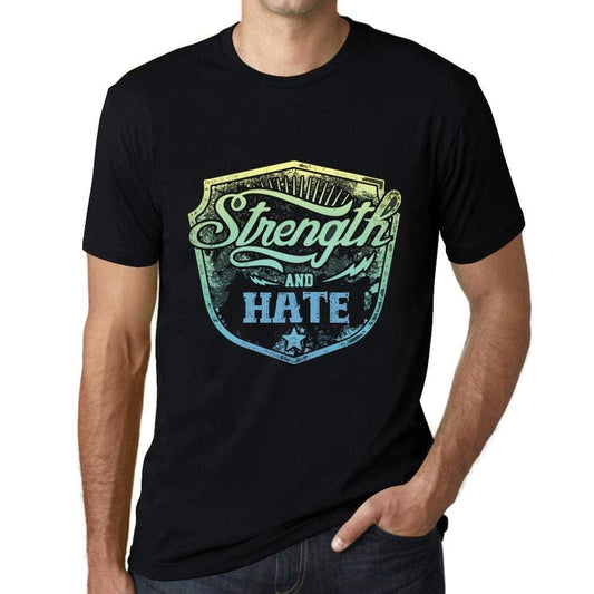 Herren T-Shirt Graphique Imprimé Vintage Tee Strength and Hate Noir Profond