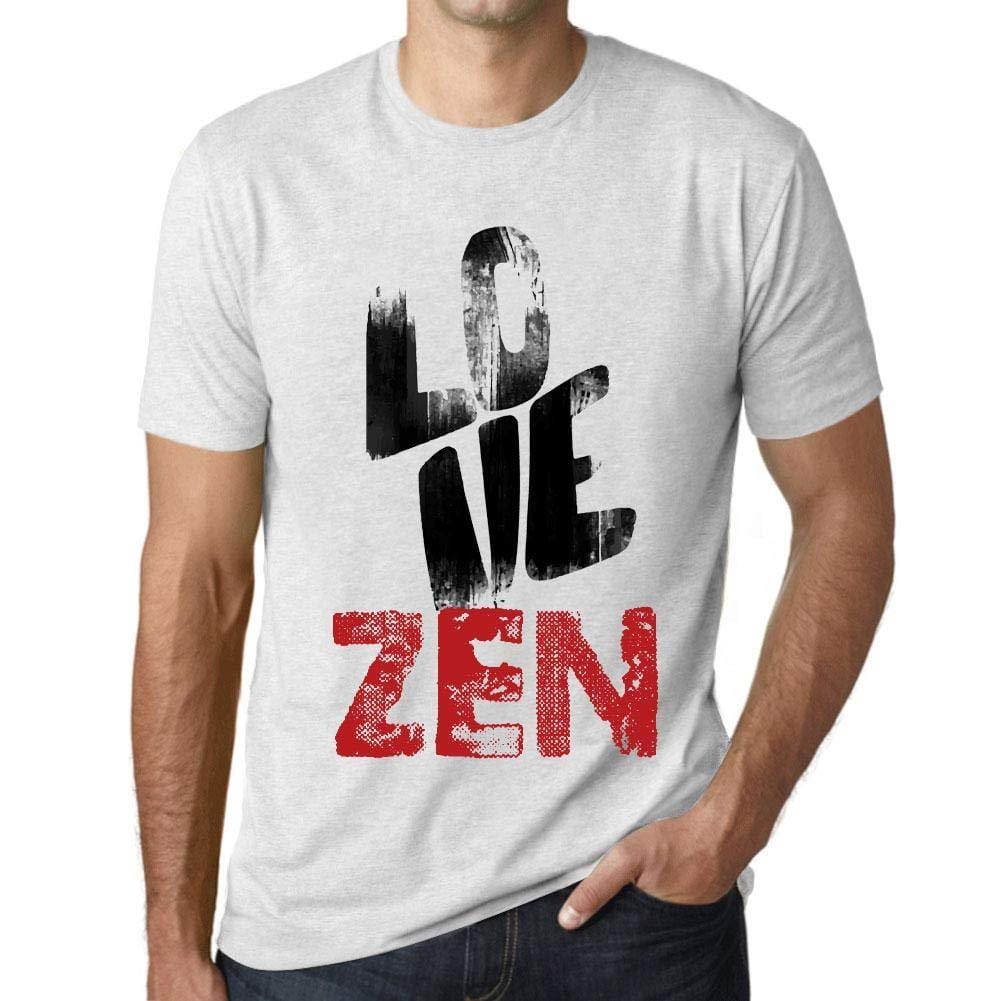 Ultrabasic - Homme T-Shirt Graphique Love Zen Blanc Chiné
