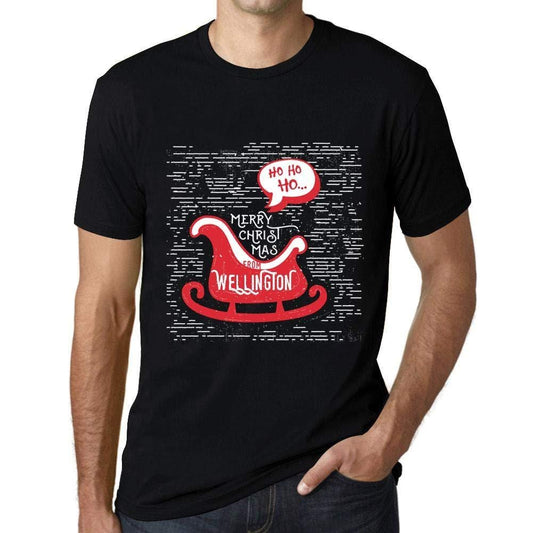 Ultrabasic Homme T-Shirt Graphique Merry Christmas von Wellington Noir Profond