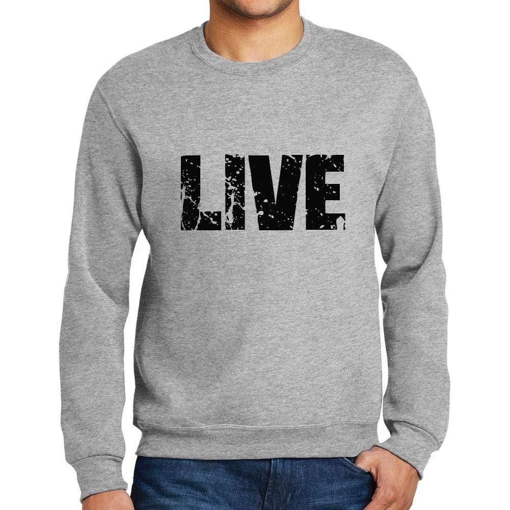 Ultrabasic Homme Imprimé Graphique Sweat-Shirt Popular Words Live Gris Chiné