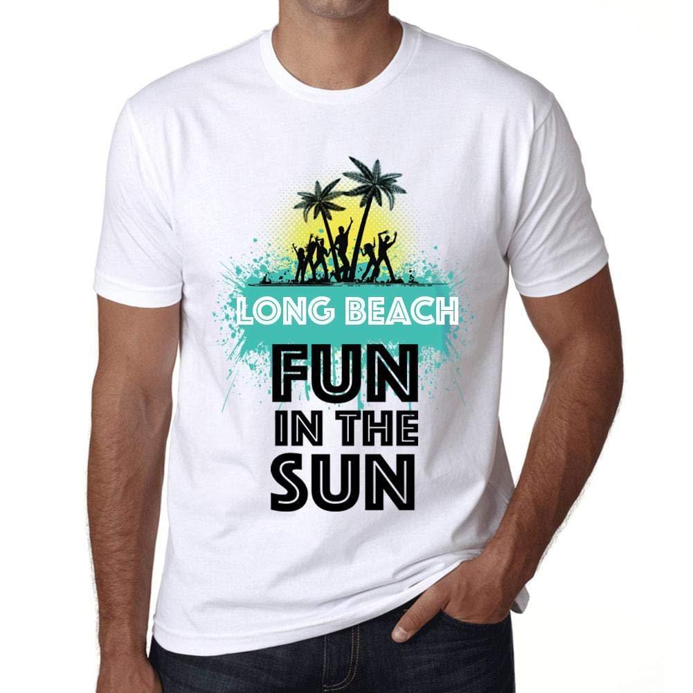 Herren T-Shirt Graphique Imprimé Vintage Tee Summer Dance Long Beach Blanc
