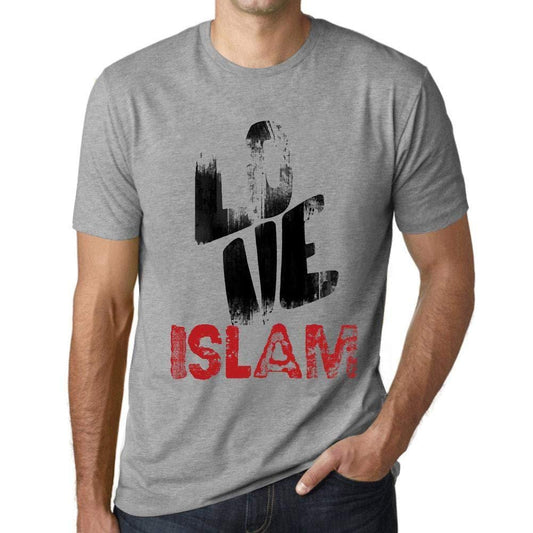 Ultrabasic - Homme T-Shirt Graphique Love Islam Gris Chiné